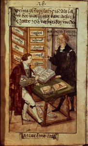 Jakob Fugger in zijn kantoor, 1518 door German School